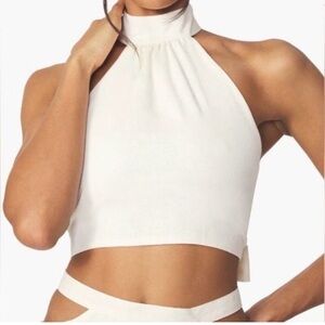 WeWoreWhat Cream Halter Crop Tank Top